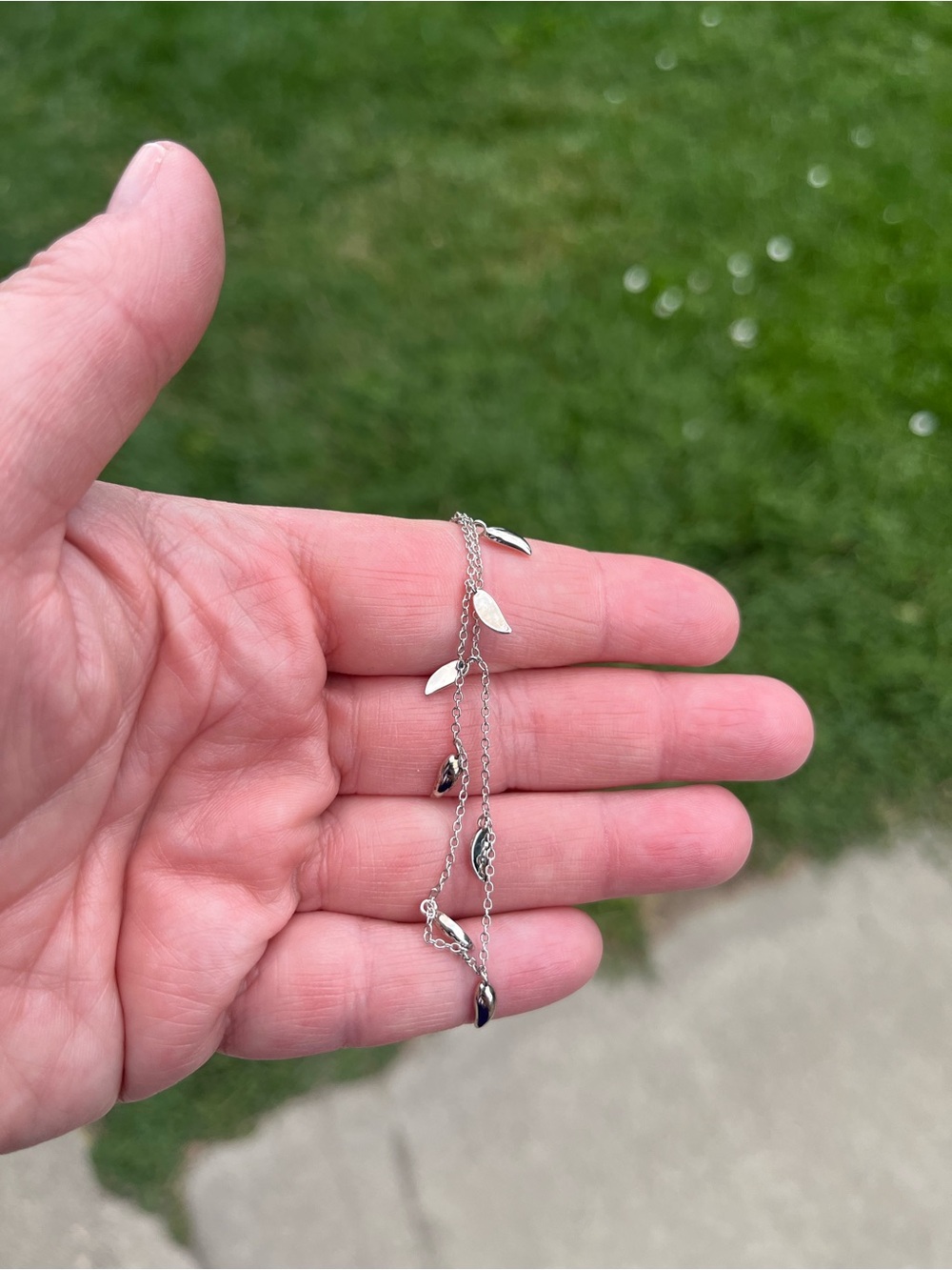 Delicate Silver Leaf Dangle Bracelet - Women's Jewelry